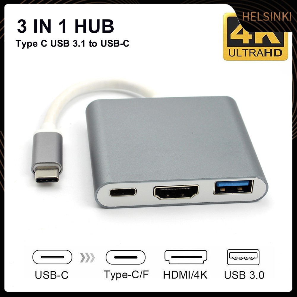 Bộ Chuyển Đổi Usb 3.1 Type-c Sang 4k Uhd Hdmi 3 Trong 1 Cho Macbook