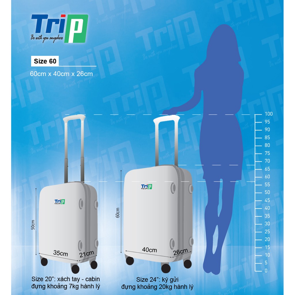 Vali Nhựa TRIP P701 - Size 60cm - Màu Xanh Ngọc