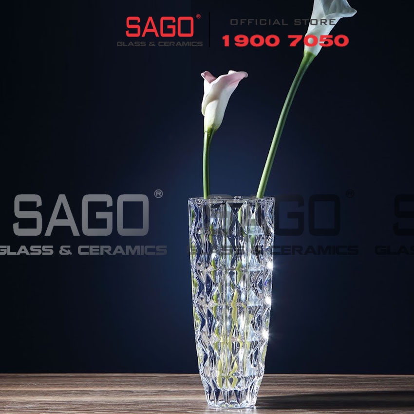 Bình Hoa Thủy Tinh Kim Cương Cao Cấp cao 25cm , 30cm  | Tùy Chọn Size , Lọ Hoa Thủy tinh Cao cấp