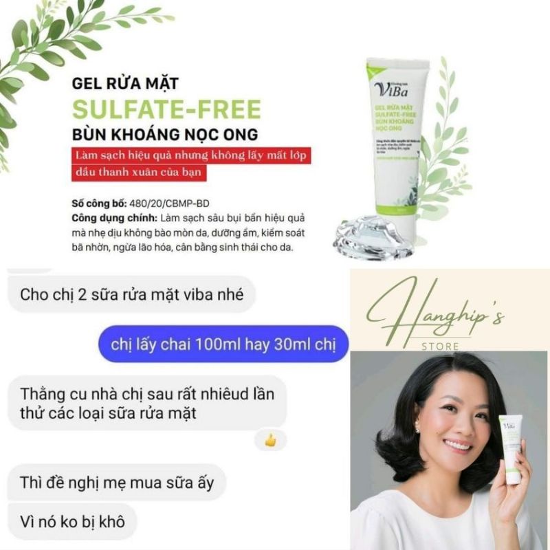 Gel rửa mặt ViBa/ Bùn khoáng nọc ong/ sulfate- free/ dưỡng ẩm, dịu nhẹ, cân bằng hệ sinh thái da