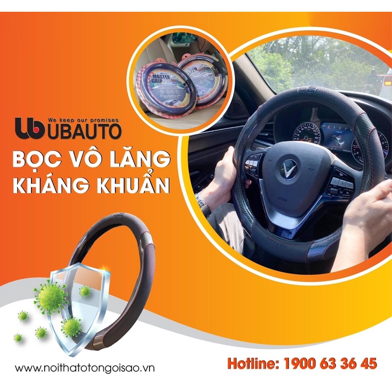 Bọc vô lăng ô tô kháng khuẩn 99% UBAUTO Antibac cao cấp