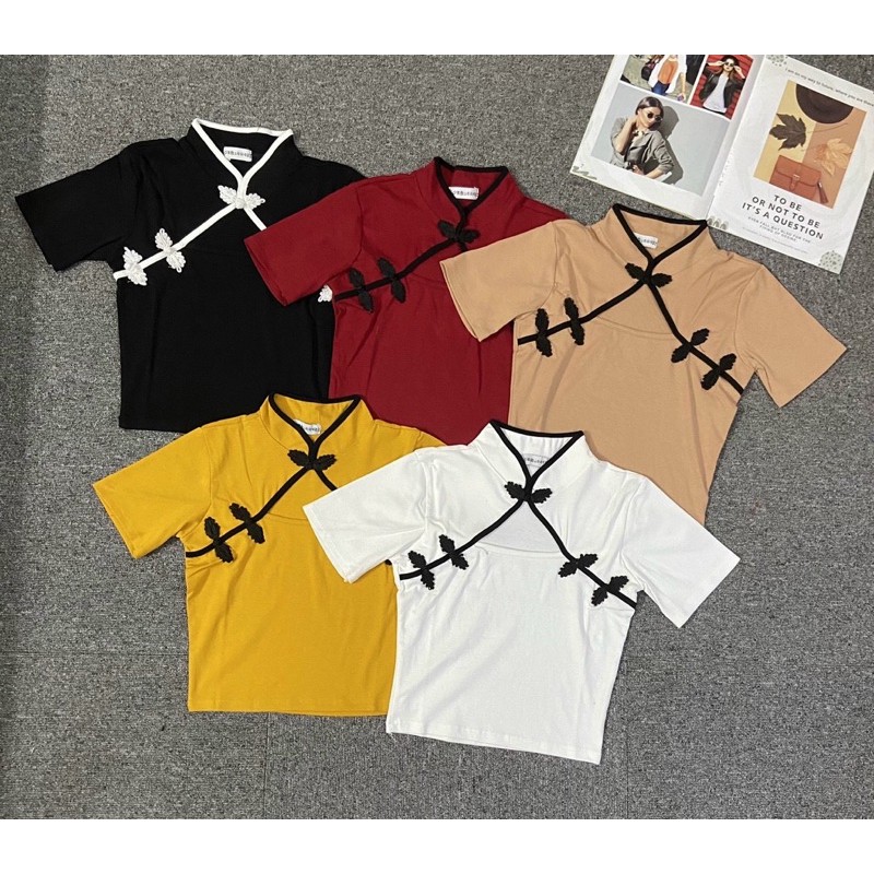 Áo cotton khoét ngực sườn xám cực xinh [HOT NHẤT] chất siêu xịn