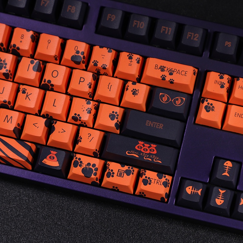 Tiền mèo keycaps Cherry Hồ sơ chủ đề anime vui nhộn 108 phím PBT Thuốc nhuộm thăng hoa bàn phím cơ keycaps