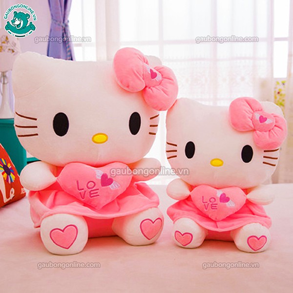 Gấu Bông Kitty thiên thần ôm tim màu hồng kích thước 40cm