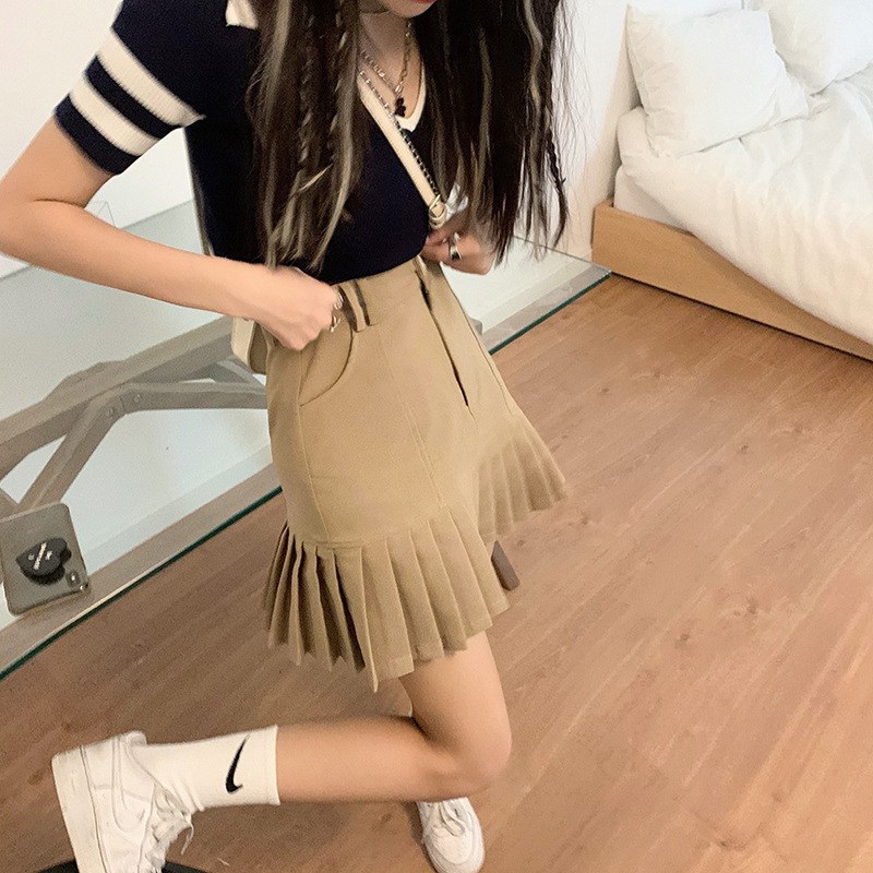 Chân Váy Chữ A Lưng Cao Phong Cách Hàn Quốc Cho Nữ