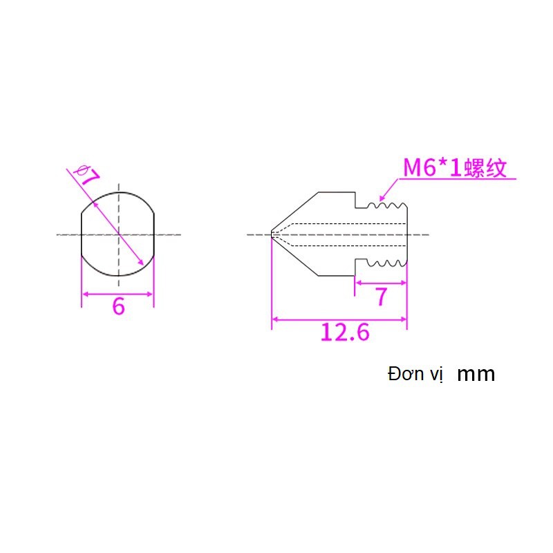 Đầu phun E3D 1.75mm bằng thép không gỉ