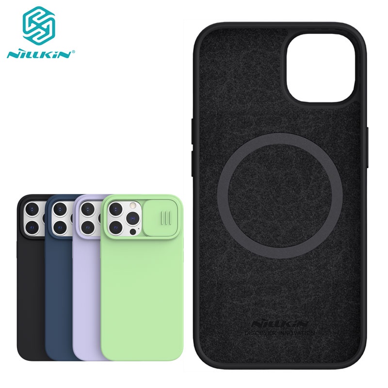 Ốp lưng IPhone 13 Pro NILLKIN Nam châm tích hợp Lỏng Silicone Trượt Bảo vệ Máy ảnh Ốp lưng cho IPhone13 Mini / 13 Pro Max Làm việc trên MagSafe