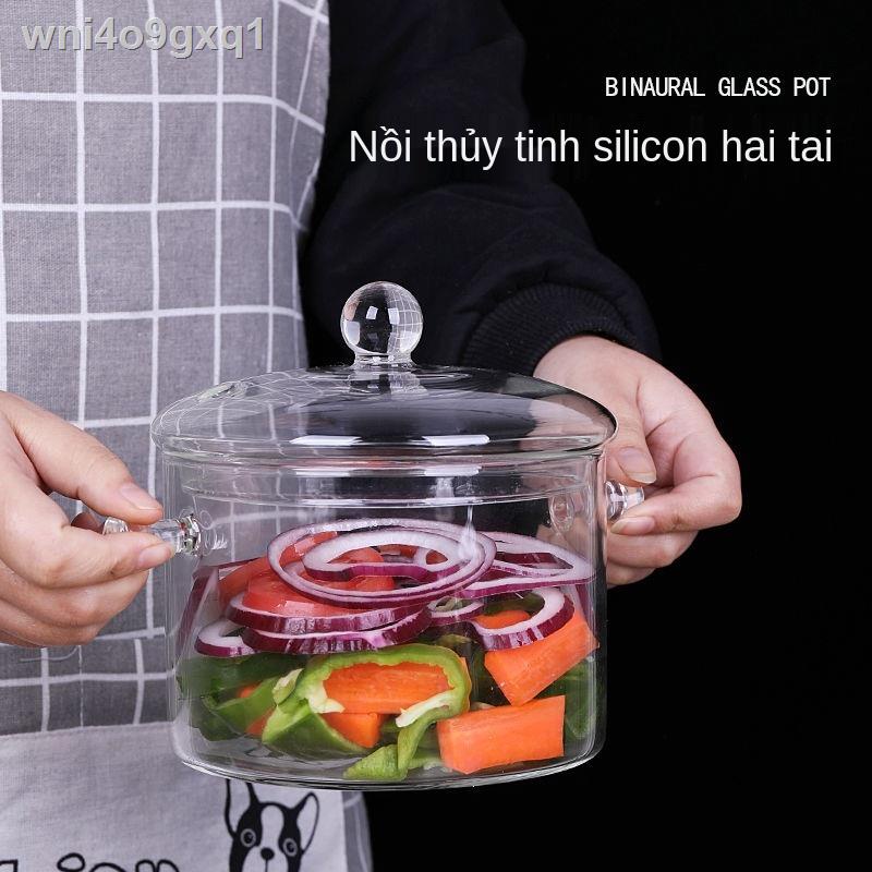 ✚ ♞ Nồi thủy tinh trong suốt, bếp gas điện gia dụng chịu nhiệt cao, ngọn lửa hở, nấu sữa nhỏ mì ăn liền
