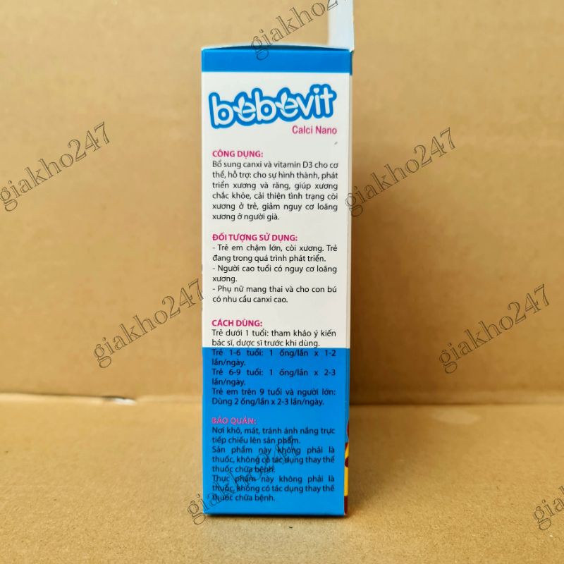 Bebevit Calci Nano giúp bổ sung canxi và vitamin D3, giúp xương chắc khỏe, cải thiện còi xương ở trẻ