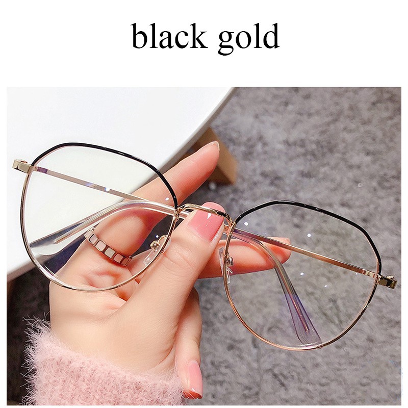 (KIQI-FASHION) COD Kính Chống Bức Xạ Gọng Kim Loại Phong Cách Hàn Quốc Mới Cho Nam Và Nữ