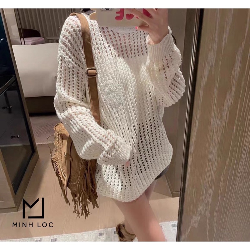 Áo Len Lưới 2 Màu Hồng , Trắng QC L1