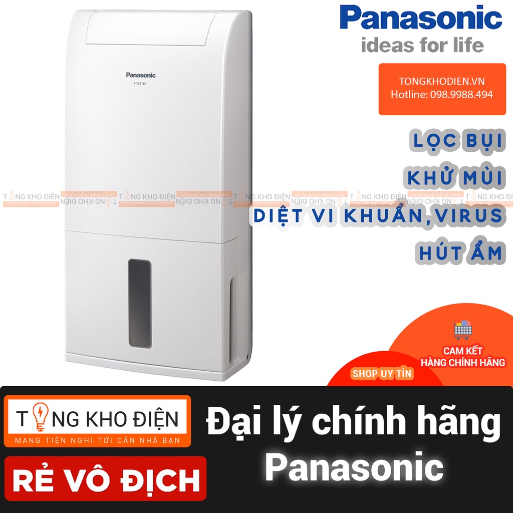 [Mã 44ELSALE1 giảm 5% đơn 3TR] Máy hút ẩm, lọc không khí &amp; diệt khuẩn Panasonic, Model F-YCT14V [CHÍNH HÃNG]