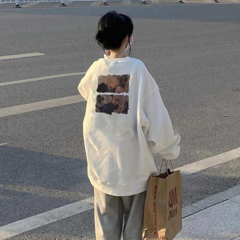Áo sweater SELVZE cổ tròn phong cách thời trang cổ điển Mỹ dành cho nữ oversize