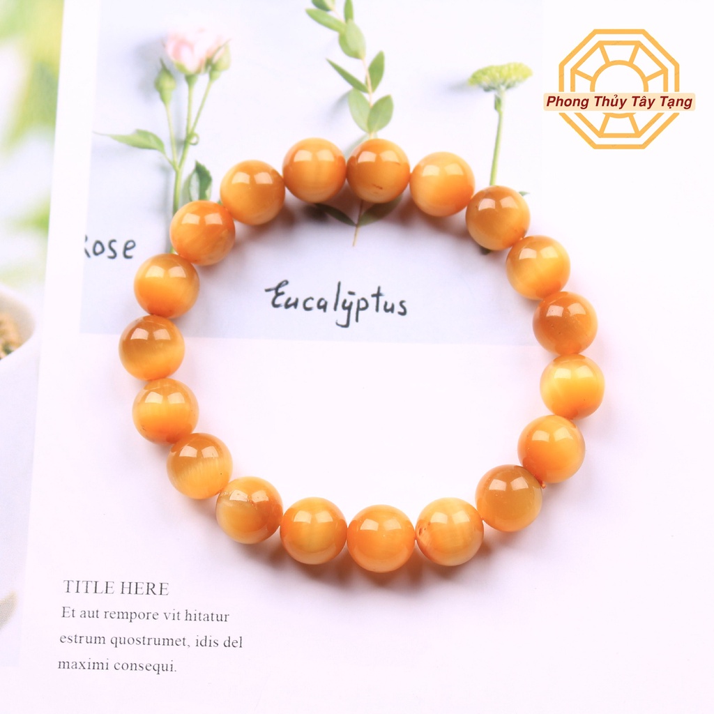 Vòng tay phong thủy Mắt hổ Vàng Tâm [TẶNG HỘP GỖ CAO CẤP] tài lộc may mắn - đủ size 8, 10, 12 li - Phong Thủy Tây Tạng