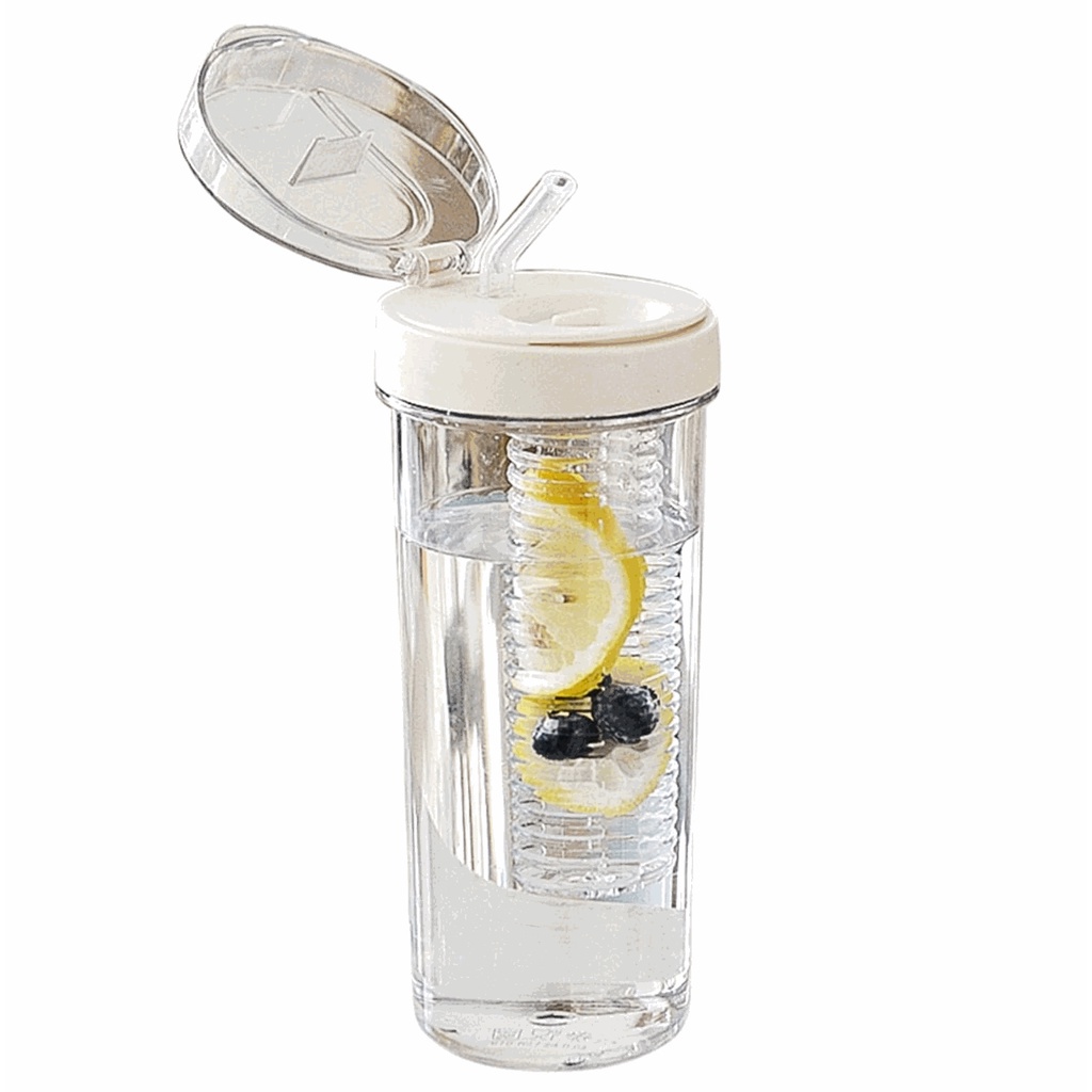 Bình Nước Trong Suốt Dung Tích 800ML Có Ống Hút Tiện Dụng