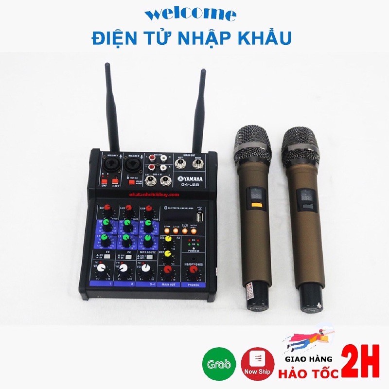 Bộ Mixer G4yamaha  U SB chuyên livetream  tặng kèm hai mích không dây