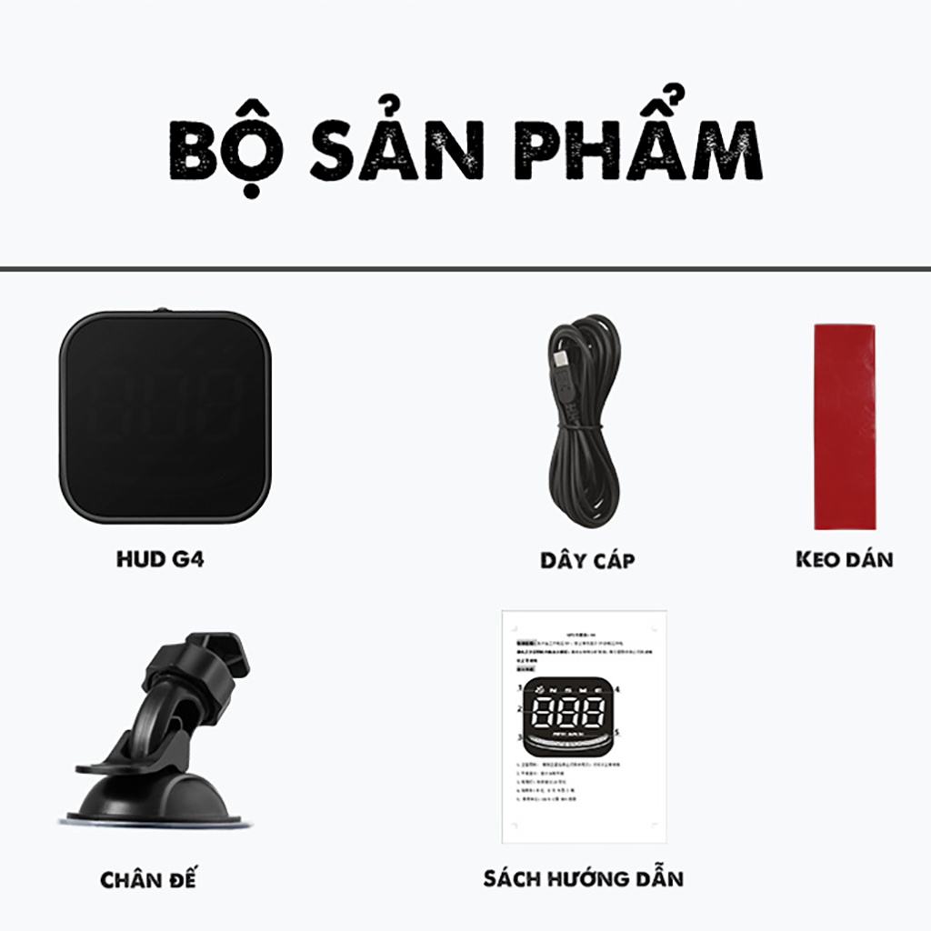 Màn Hình Hiển Thị Tốc Độ Đa Năng HUD G4 (chuẩn GPS, nguồn USB) Dùng Cho Mọi Dòng Ô Tô Xe Hơi - Phiên Bản 2022