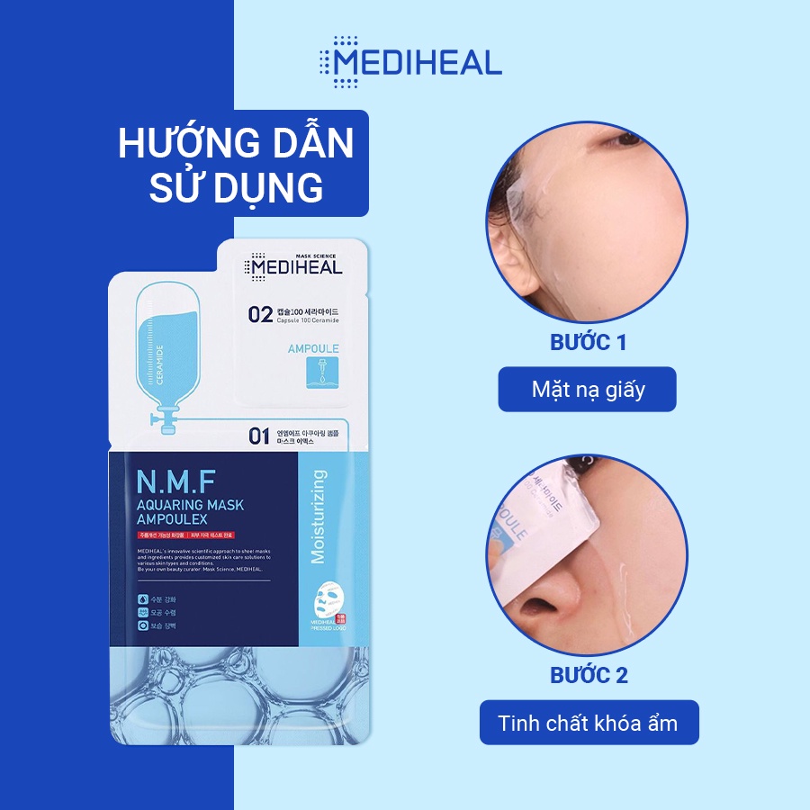 [Nhập mã COSMH22 giảm 8%] Mặt Nạ Mediheal Siêu Cấp Ẩm Phiên Bản 2 Bước N.M.F Aquaring Mask Ampoulex 30ML [K65]