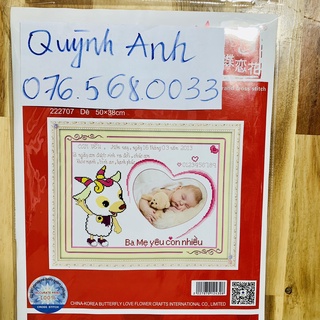 Tranh thêu chữ thập CON DÊ CÓ LỒNG HÌNH 222707 chưa thêu 50x38cm