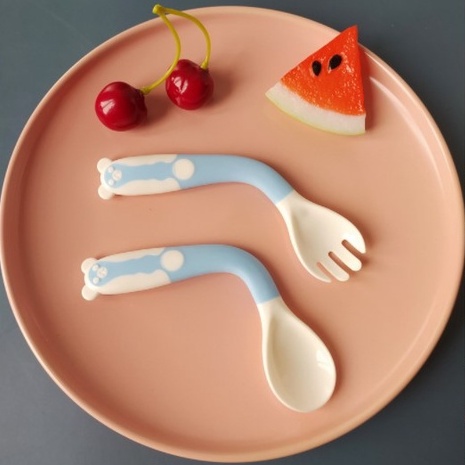 Bộ Thìa Dĩa Ăn Dặm Bẻ Cong 360 Độ Cho Bé Tập Xúc ( Có Hộp Đựng )