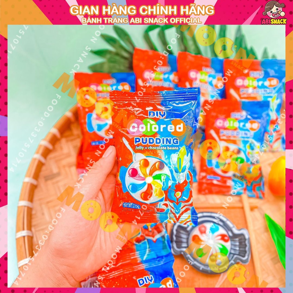 Một gói thạch pudding mix kẹo sắc màu tự làm DIY cho bé siêu dễ thương gói 27.5gam