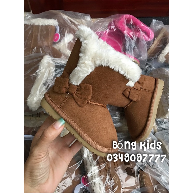 Bốt Bé Gái Nơ Da Lộn Nâu Place