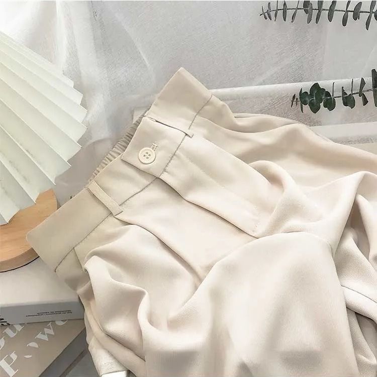 Summer New Korean Style High Waist Loose Slim Straight-leg Pants Nine Points Casual Small Trousers