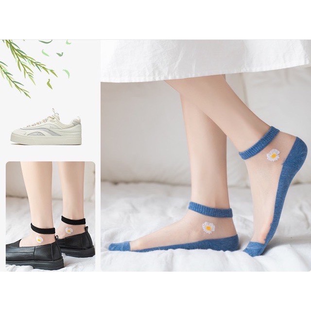 [Giá sỉ] Sét 10 Đôi Tất Nữ Ren Hoa Cúc Cổ Ngắn Dễ Thương