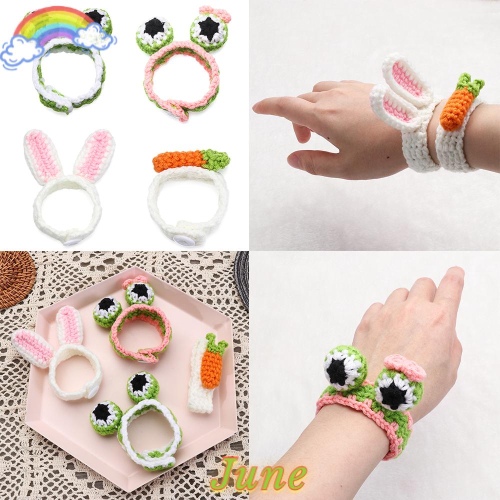 Vòng tay len dệt kim hình tai thỏ/cà rốt/ếch thời trang sáng tạo dễ thương dành cho bé gái