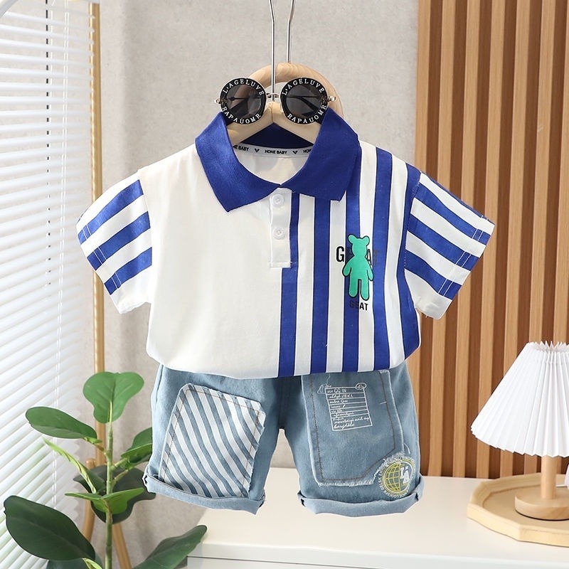 Set Áo Thun Polo Ngắn Tay + Quần Short Thời Trang Hè Cho Bé Trai 0-5 Tuổi