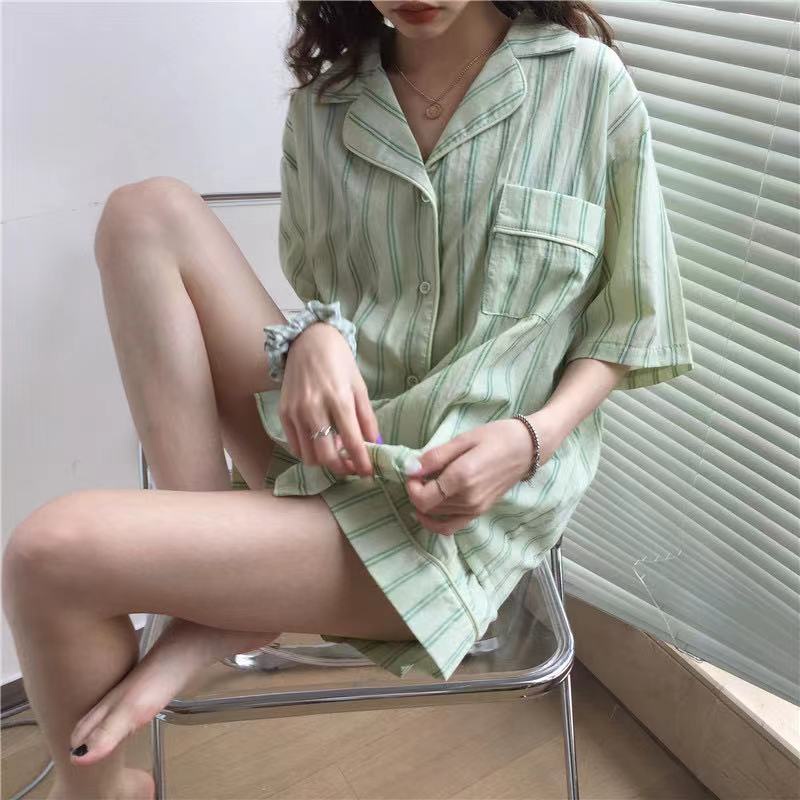Pijama Lụa Sữa Cao Cấp Bộ Pijama đùi họa tiết phong cách Hàn quốc