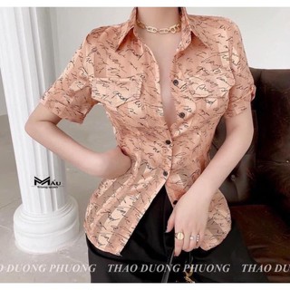 Áo sơ mi voan lụa chữ kí cộc tay