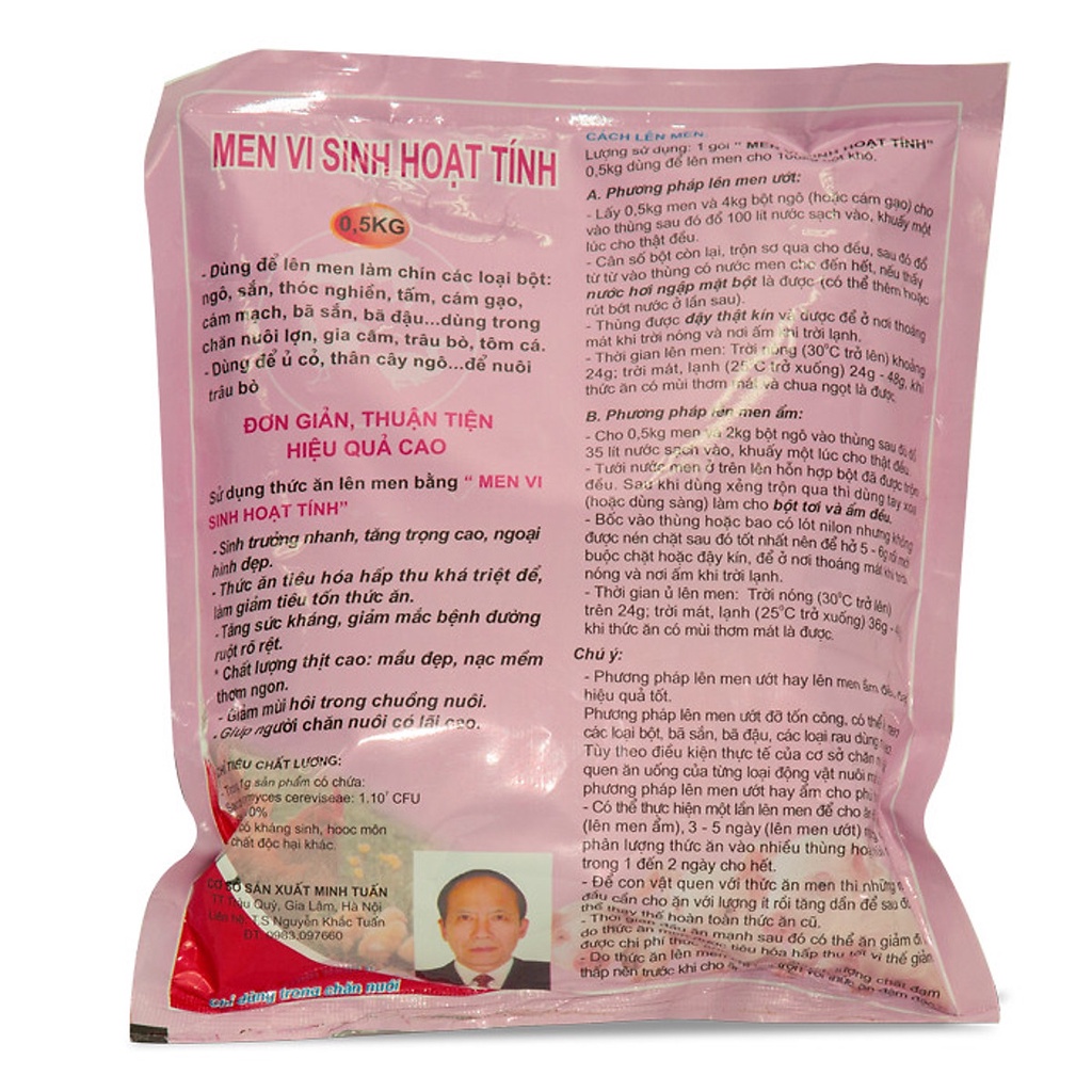 Men vi sinh hoạt tính ủ thức ăn chăn nuôi bao 500g