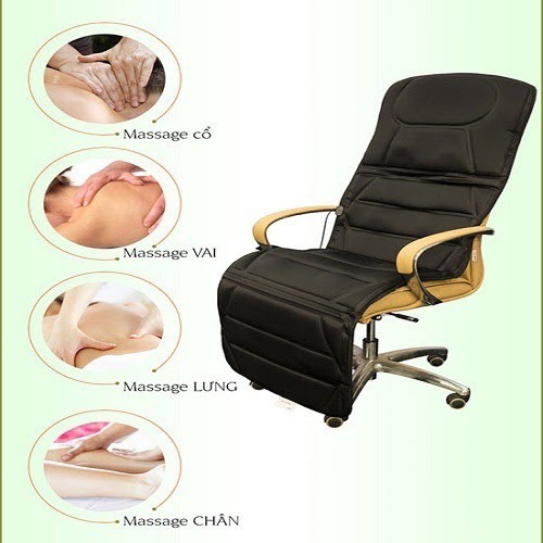 Nệm massage toàn thân - Đệm ghế mát xa toàn thân tặng Máy mát-xa xung điện trị liệu 4 miếng dán