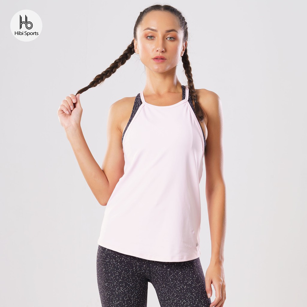 Áo tanktop tập Yoga mặc ngoài, kiểu 2 dây cổ yếm Hibi Sports TA709