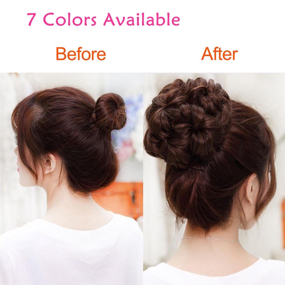 ❤️ ❤️ ❤️ Curly Hair Bride Makeup Hair Bun Flowers Chignon Claw In Ponytail Hair Extension