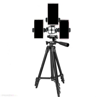 Phụ kiện giá đỡ, khung trụ gắn đến 3 điện thoại lên tripod hỗ trợ livestream chuyên nghiệp nhiều máy cùng lúc