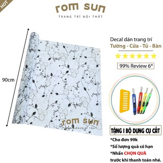 KHỔ 90CM | Decal dán kính mờ cửa sổ,Giấy dán kính phòng ngủ sẵn keo- đề can hoa văn mờ