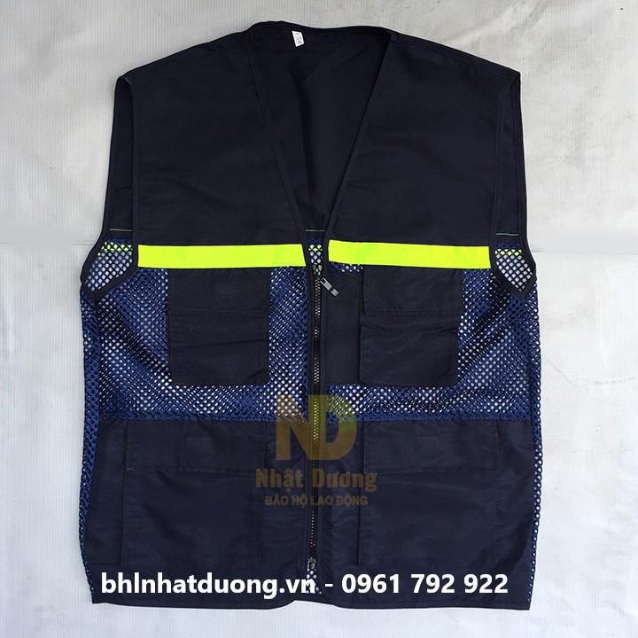 Áo bảo hộ lao động gile áo kỹ sư có phản quang 4 túi hộp dây kéo - Nsafe