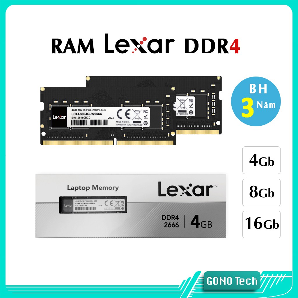 RAM Laptop Lexar DDR4 2666 3200MHz 4Gb 8Gb 16Gb | Dùng cho Laptop Macbook Máy tính xách tay