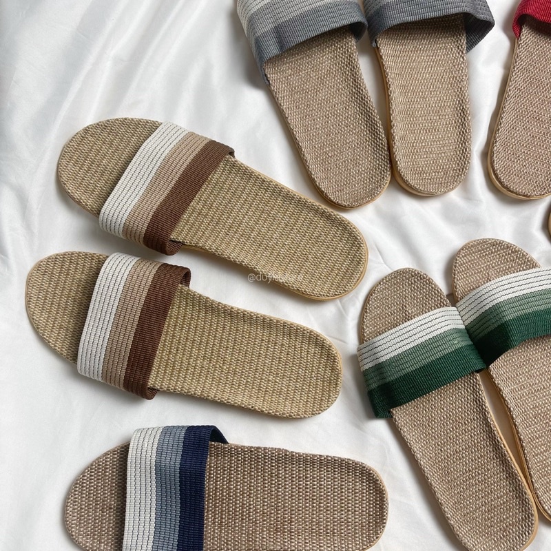 Dép cói sọc quai ngang đi biển dành cho nam nữ | DUYHI