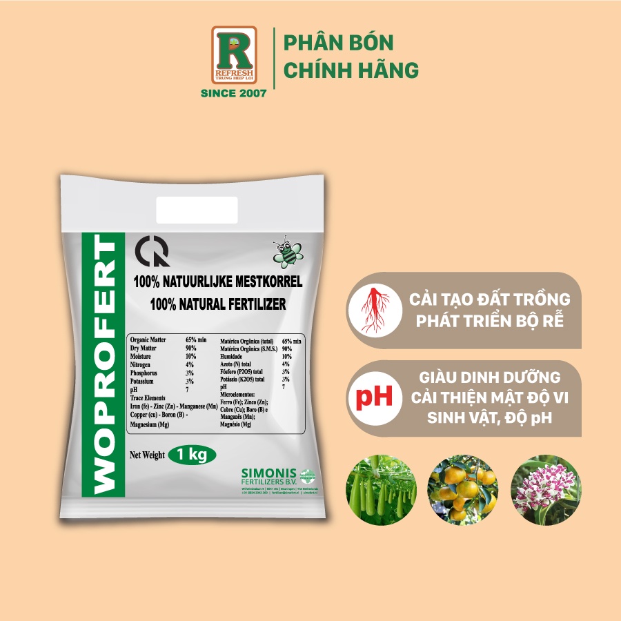 Phân bón hữu cơ gà nhập khẩu Hà Lan 1kg cao cấp giàu dinh dưỡng