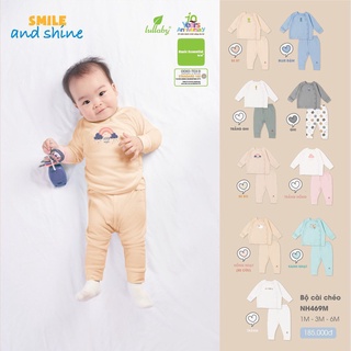 Bộ Sơ Sinh LULLABY Quần Áo Sơ Sinh Cài Chéo Dài Tay Bo Tay Bo Chân Chất Nỉ Cotton Mềm Mại Dày Dành Cho Mùa Thu Đông