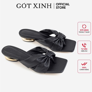 Dép cao gót nữ GÓT XINH D55 chất da nhám đế cao 2cm