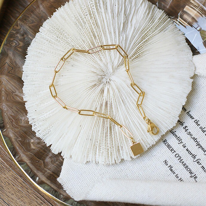 Lắc tay titan xích chữ nhật mảnh không gỉ WB200202