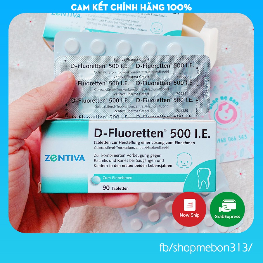 Vitamin D Zentiva Fluoretten 500 IE, Đức (90 viên) hỗ trợ phát triển xương + răng cho trẻ sơ sinh và trẻ nhỏ dưới 2 tuổi