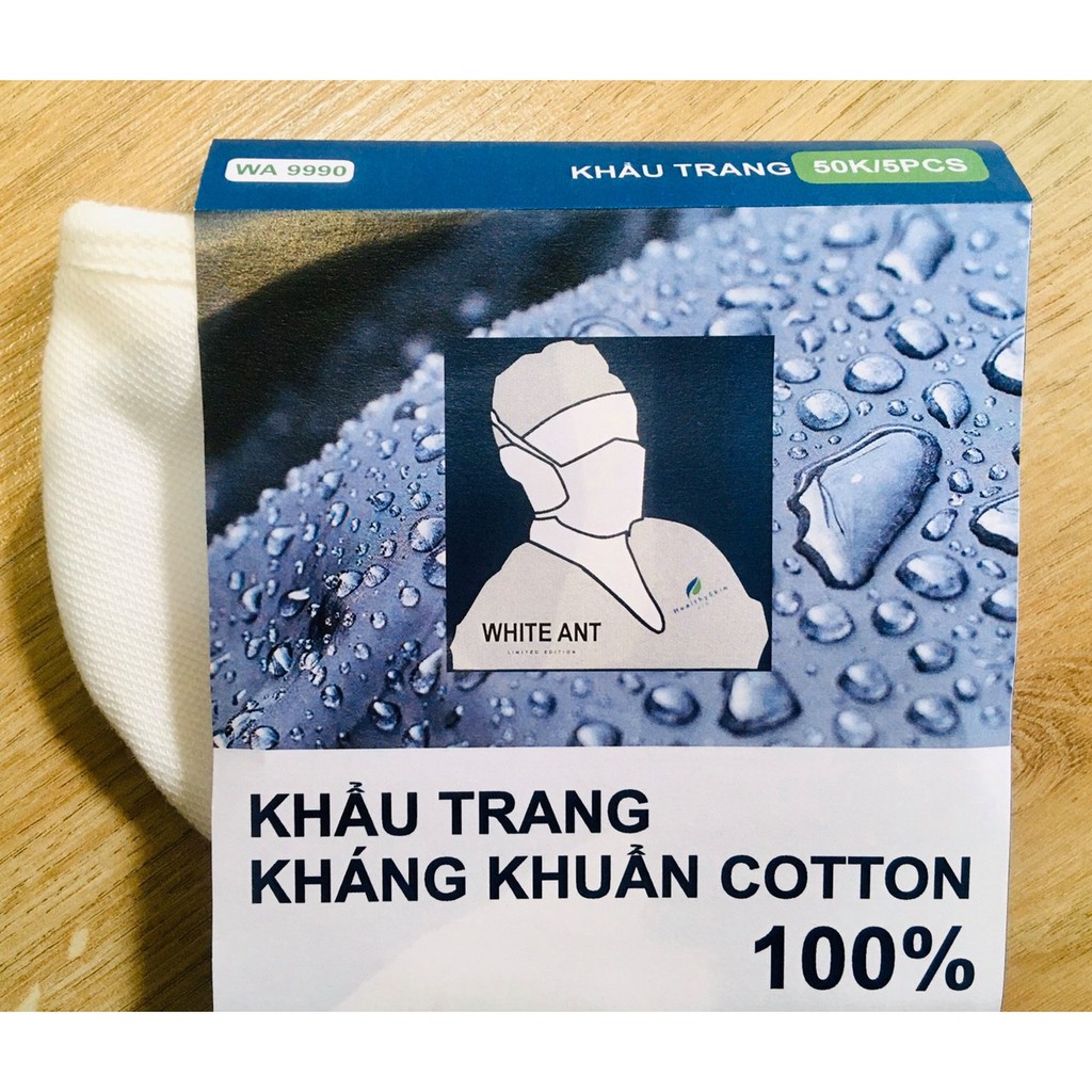 Khẩu Trang Vải Kháng Khuẩn WHITE ANT Dệt Bằng Sợi Cotton 3 Màu Dễ Sử Dụng 30000000