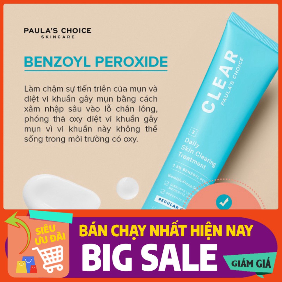 Kem Chấm Mụn Paula's Choice Clear Regular Strength Daily Skin Clearing Treatment 2,5% Benzoyl Peroxide
