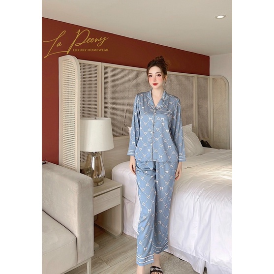 Bộ lụa hãng sAM - Lapeony áo dài tay quần dài bộ mặc nhà đẹp bộ pijama cao cấp