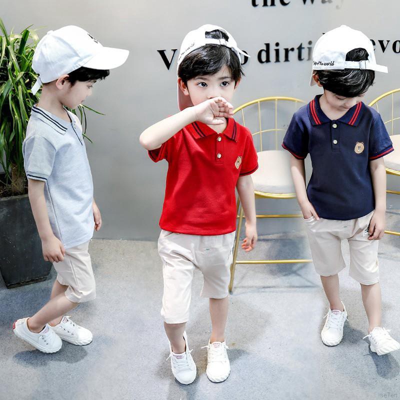 Set áo thun Polo ngắn tay và quần short phong cách năng động dành cho bé trai